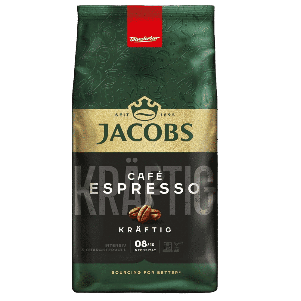 1 ק"ג פולי קפה אספרסו - Jacobs cafe Espresso חוזק 8/10