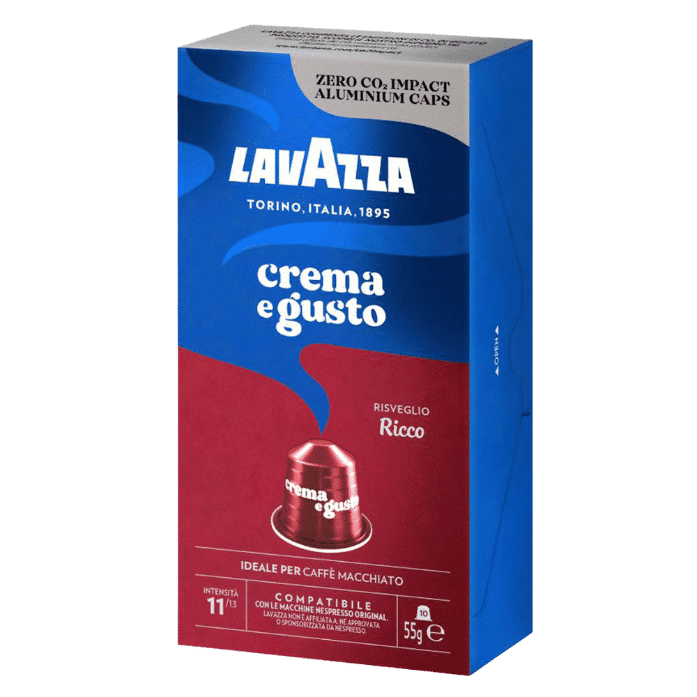 10 קפסולות לוואצה ריקו נספרסו אלומניום - lavazza Ricco חוזק 11/13