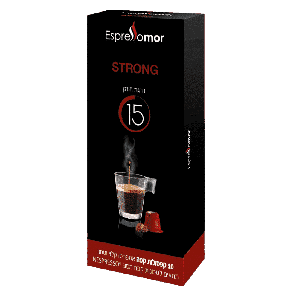 10 קפסולות אספרסומור סטרונג- ESPRESSOMOR Strong חוזק 15