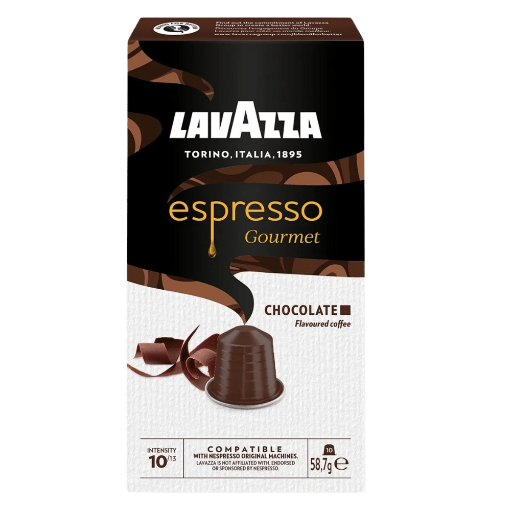 10 קפסולות לוואצה שוקולד נספרסו אלומניום - lavazza Gourmet Chocolate חוזק 10/13