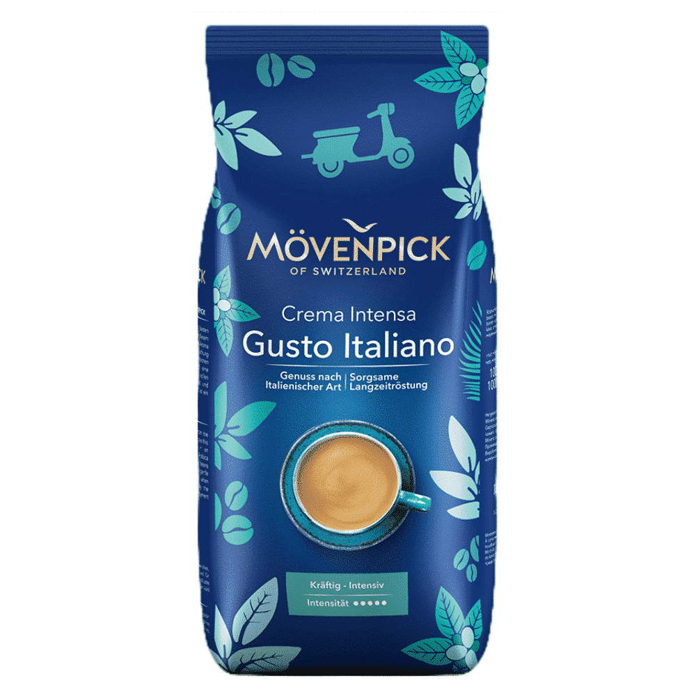 1 ק"ג פולי קפה Mövenpick Espresso Crema Gusto Italiano Intenso חוזק 10