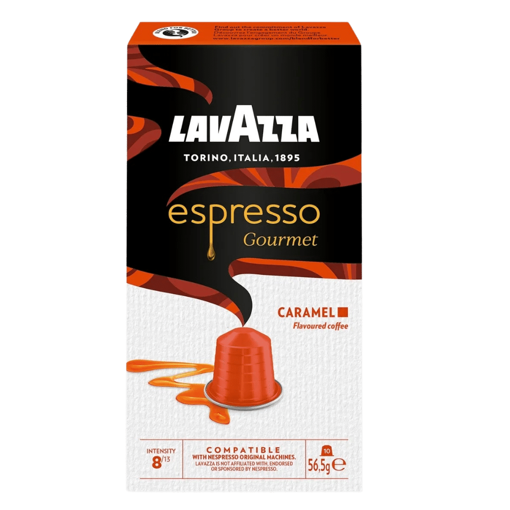10 קפסולות לוואצה קרמל נספרסו אלומניום - lavazza Gourmet Caramel חוזק 8/13