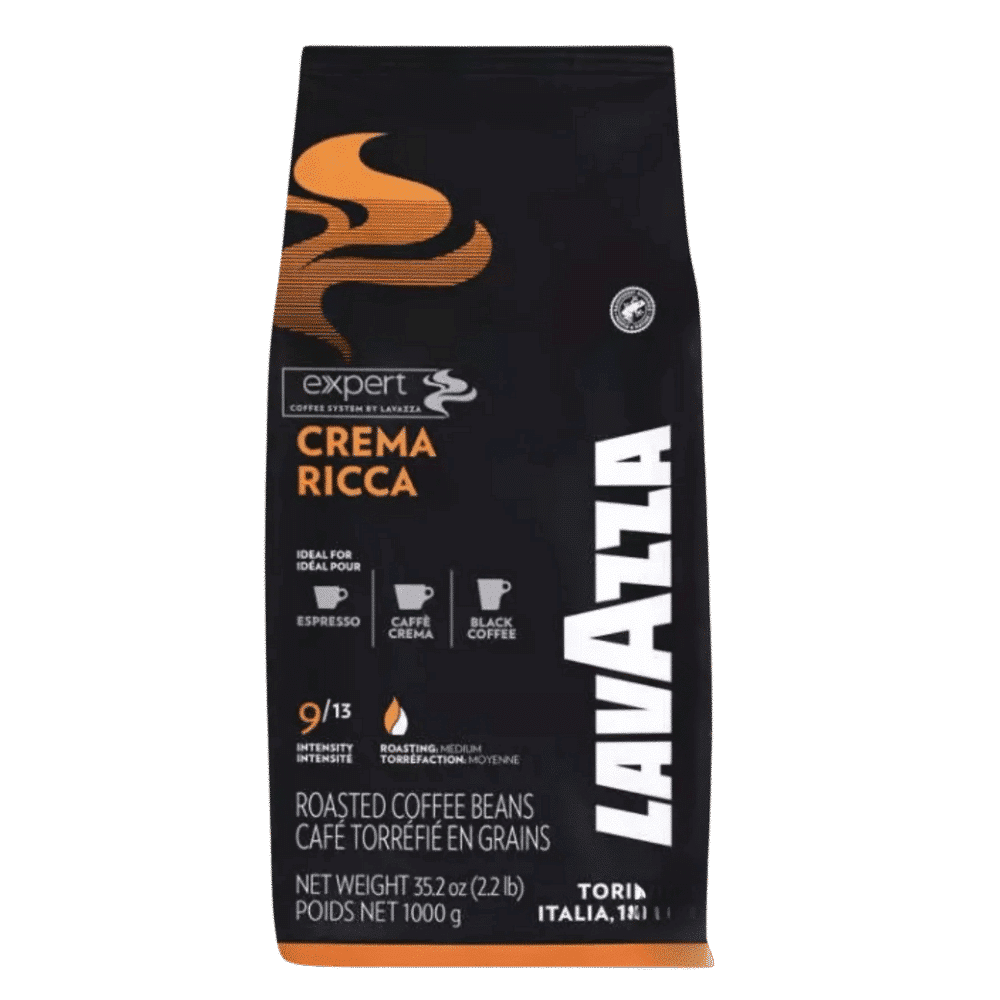 1 ק"ג פולי קפה לוואצה קרמה ריקה - LAVAZZA CREMA RICCA חוזק 7/10