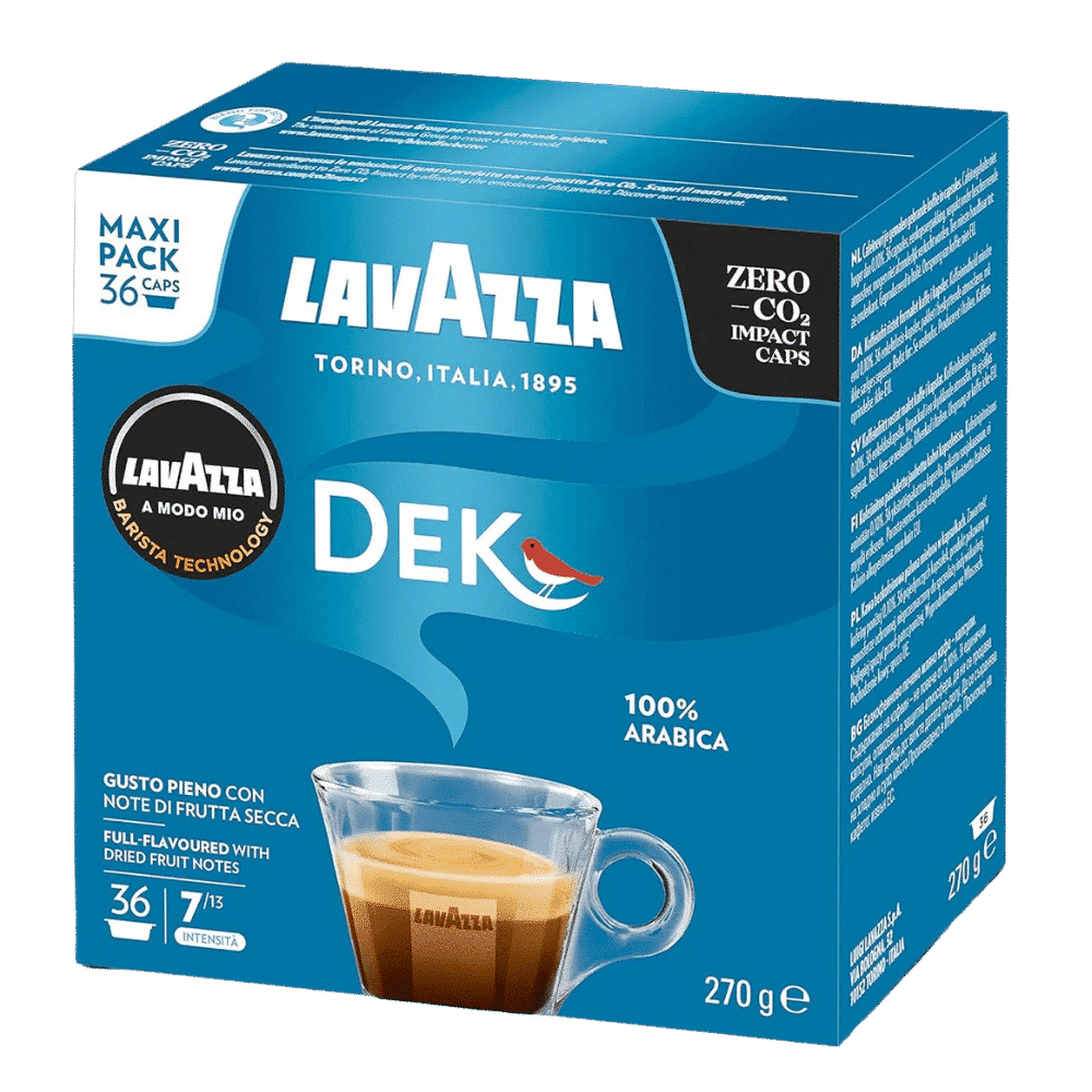36 קפסולות לוואצה דק - LAVAZZA MODO MIO DEK חוזק 7