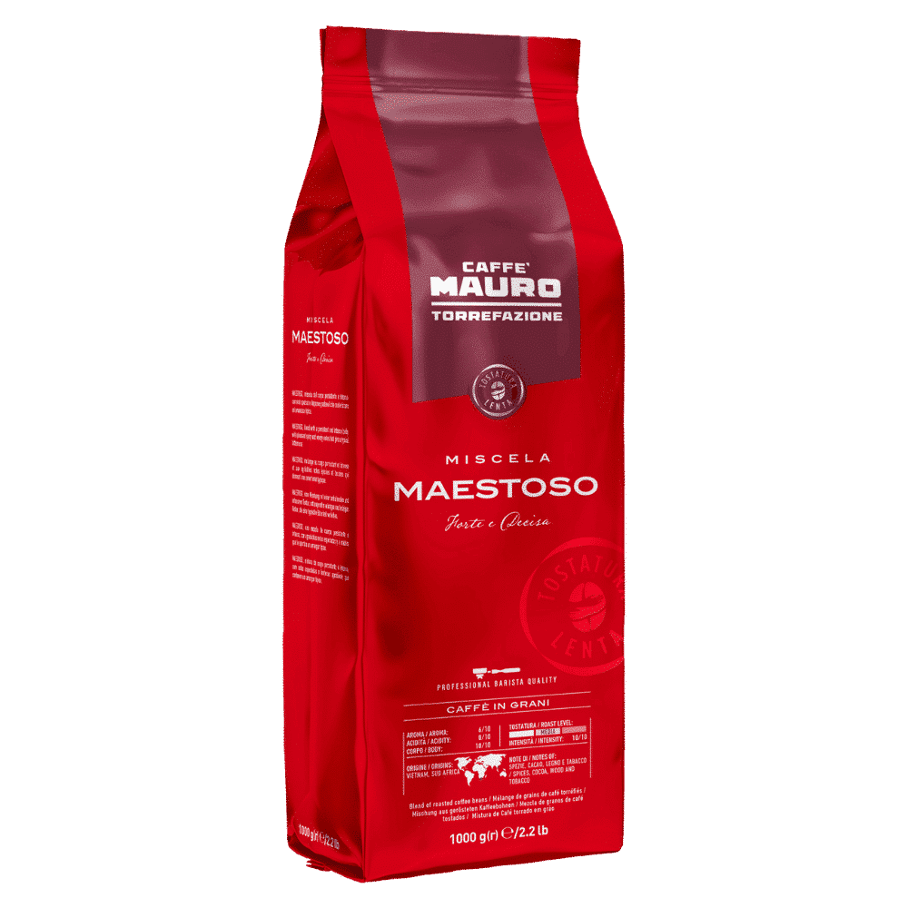 1 ק"ג פולי קפה מאורו מאסטוסו - MAURO MAESTOSO אדום חוזק 10/10