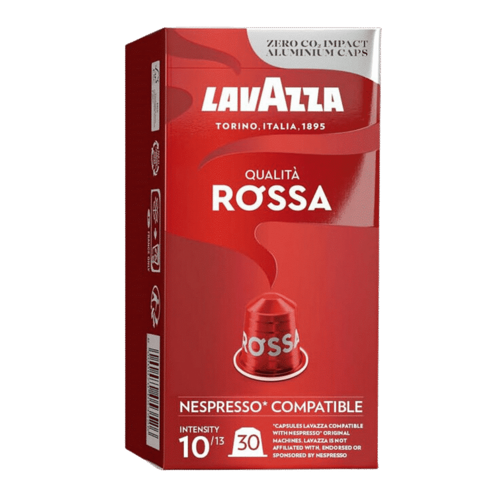 30 קפסולות לוואצה רוסה -LAVAZZA ROSSA נספרסו חוזק 10/13