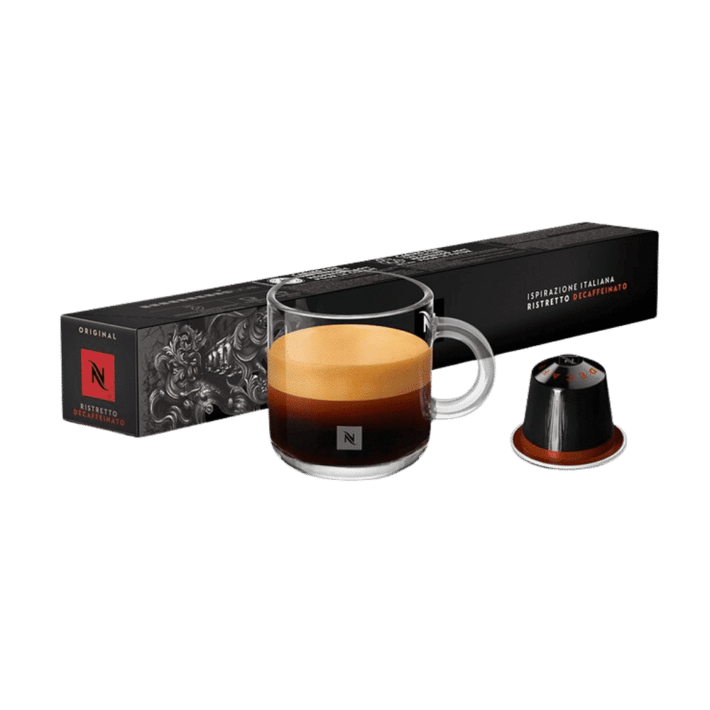 10 קפסולות נספרסו נטול קפאין - NESPRESSO RISTRETTO DECAFFEINATO