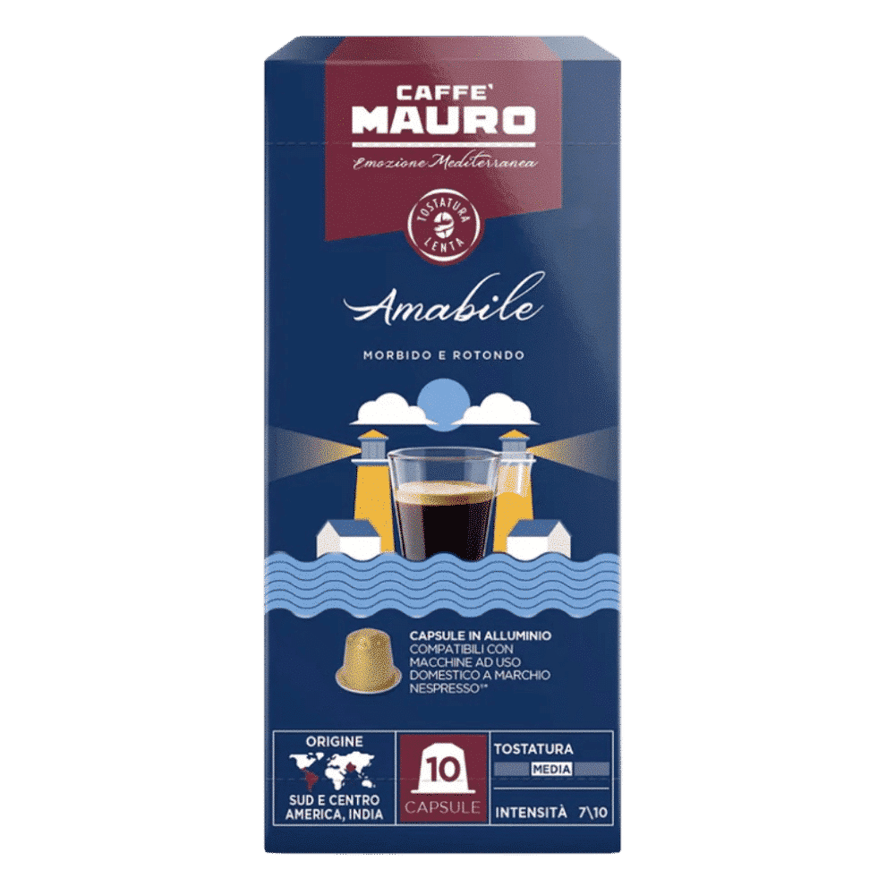 10 קפסולות מאורו נספרסו אמבילה- MAURO NESPRESSO חוזק 7
