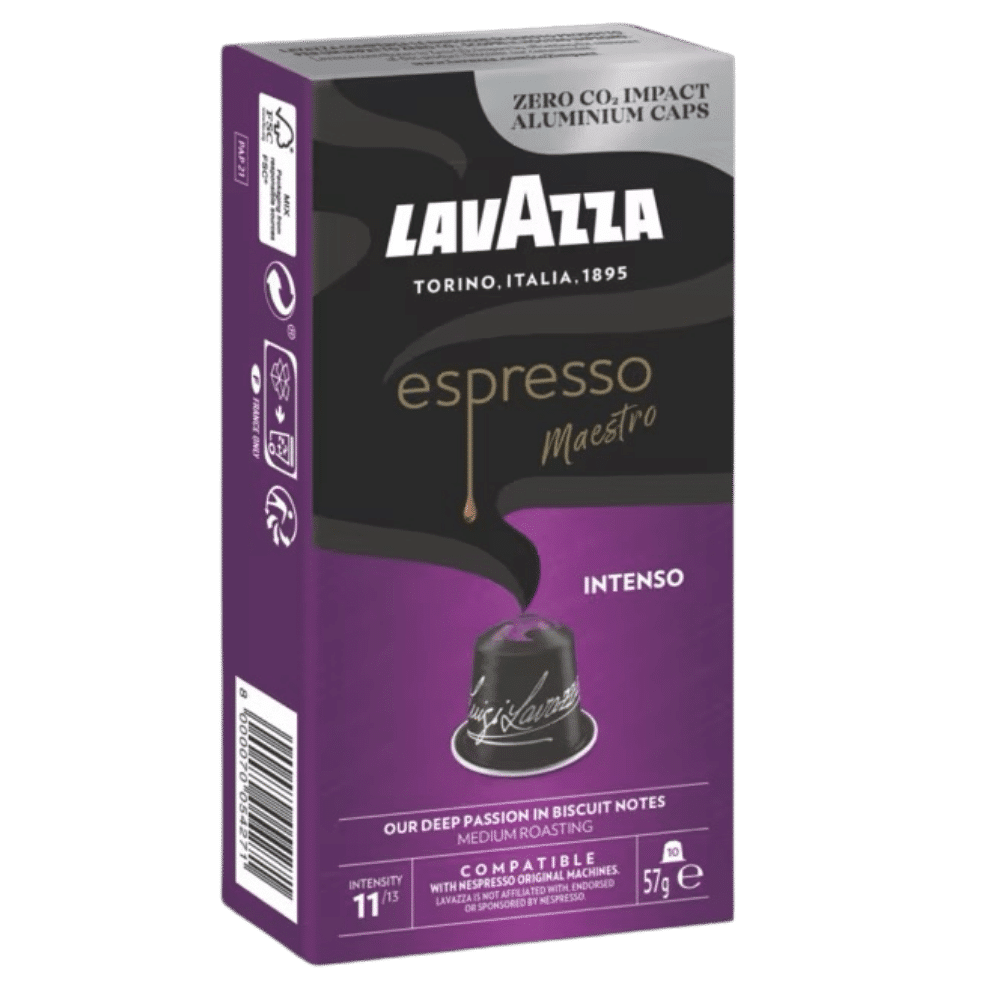 10 קפסולות לוואצה אינטנסו נספרסו אלומניום - lavazza  Intenso חוזק 11/13
